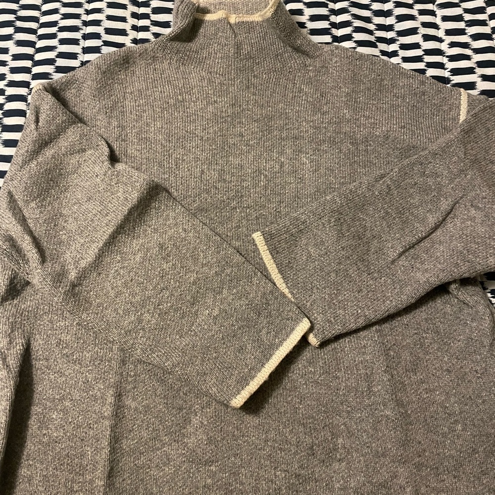 Gray Sweater with Cream Accents